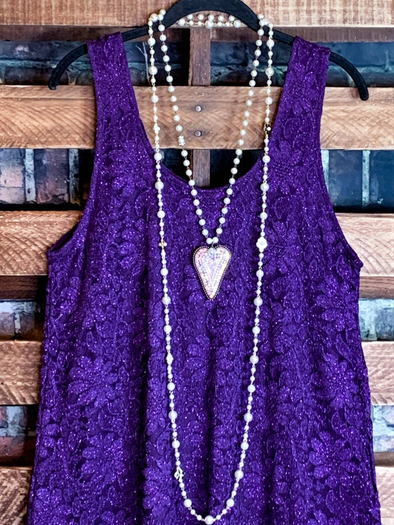 LOVELY DAY PURPLE LACE SPARKLE DRESS 6 - 14------------SALE