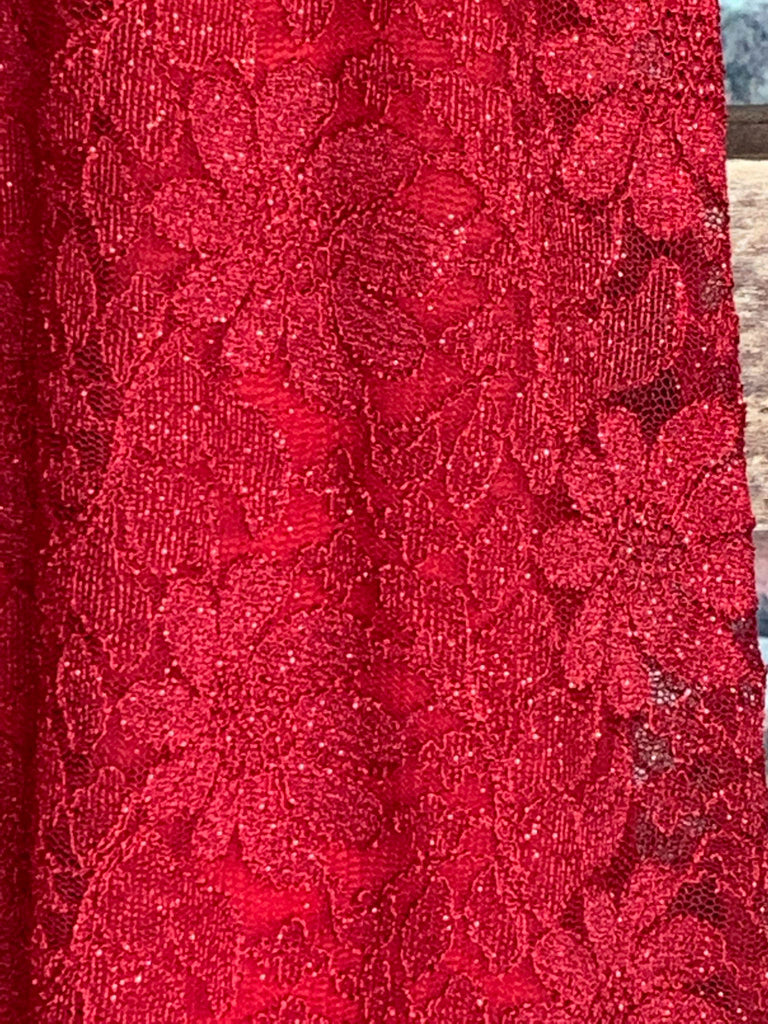 LOVELY DAY RED RUBY LACE SPARKLE DRESS 6 - 14