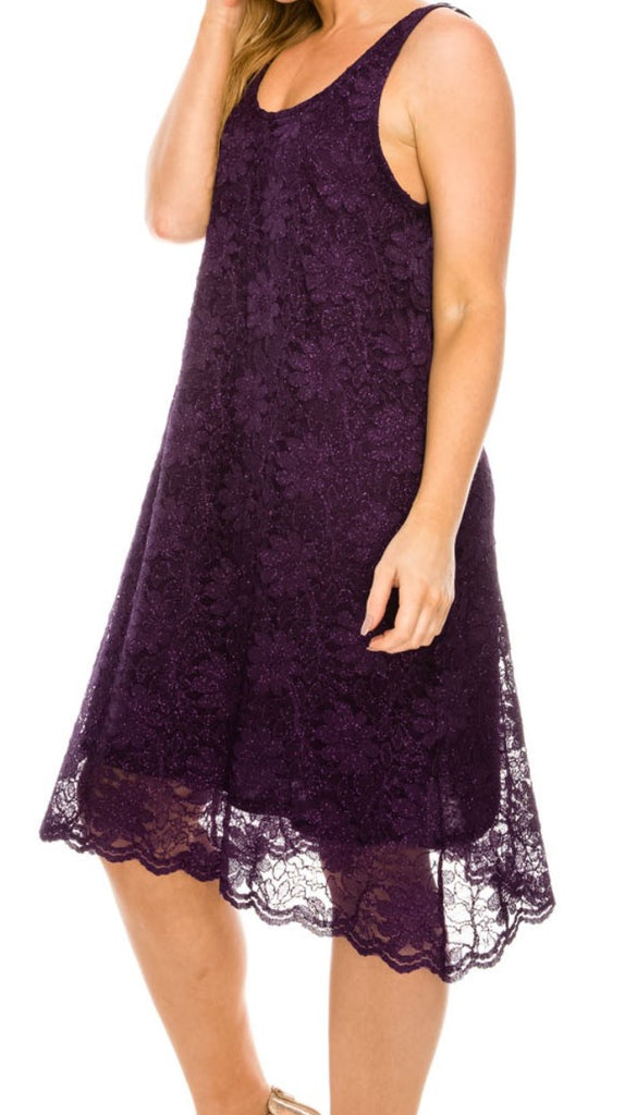 LOVELY DAY PURPLE LACE SPARKLE DRESS 6 - 14------------SALE