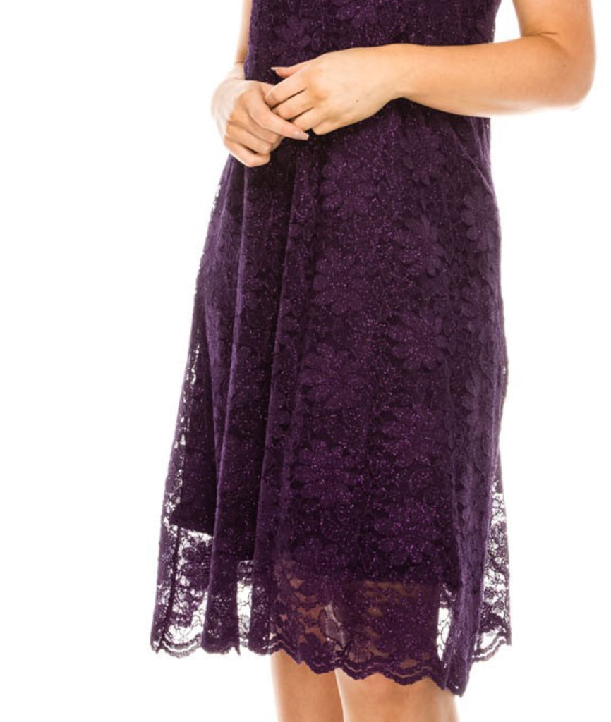 LOVELY DAY PURPLE LACE SPARKLE DRESS 6 - 14------------SALE