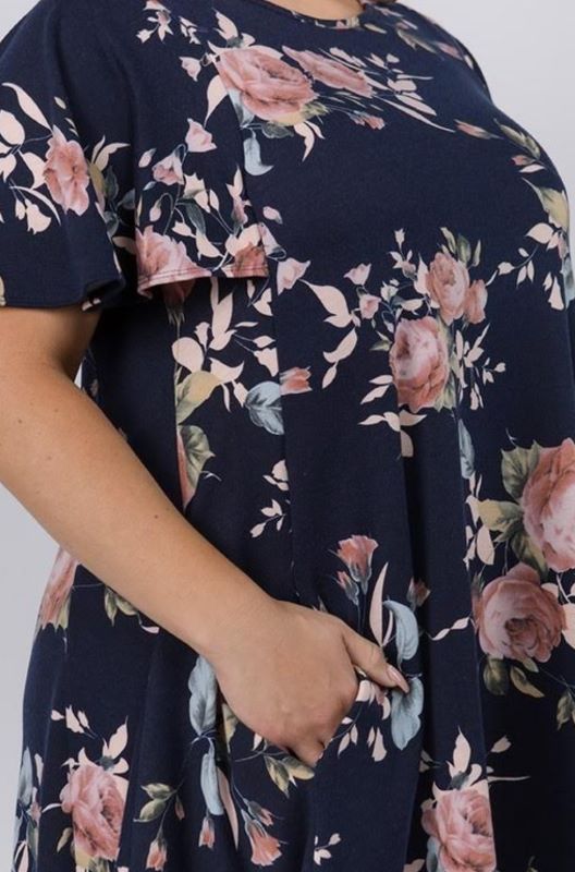 16-20 NAVY GARDEN TUNIC FLORAL PRINT---------SALE