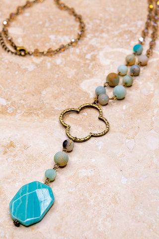 Caribbean Sea Water Drop Natural Stone Necklace