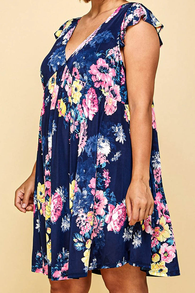 NAVY BLUE FLORAL DRESS---------SALE