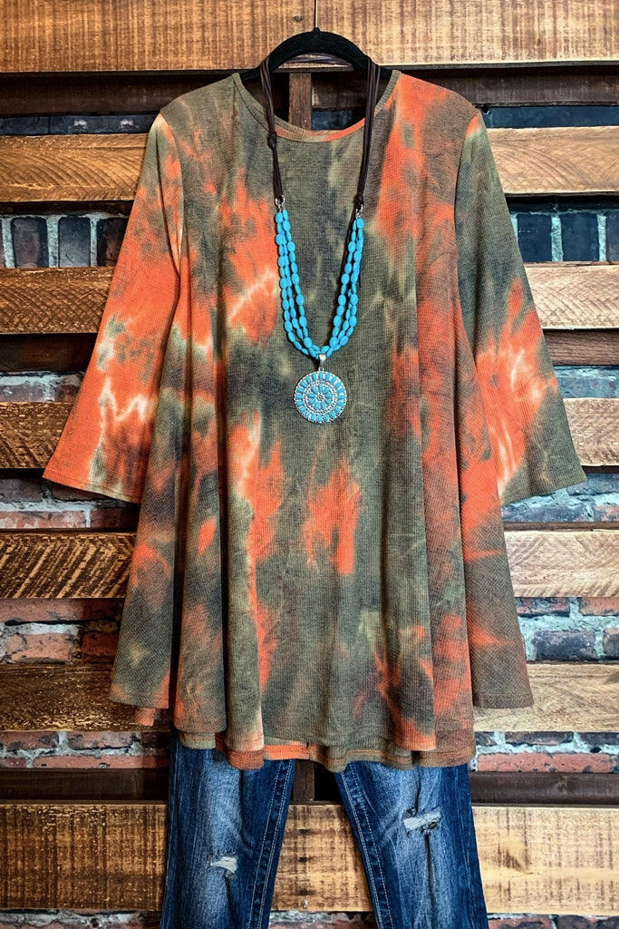 There's Always Hope Tie Dye Tunic in Olive & Rust