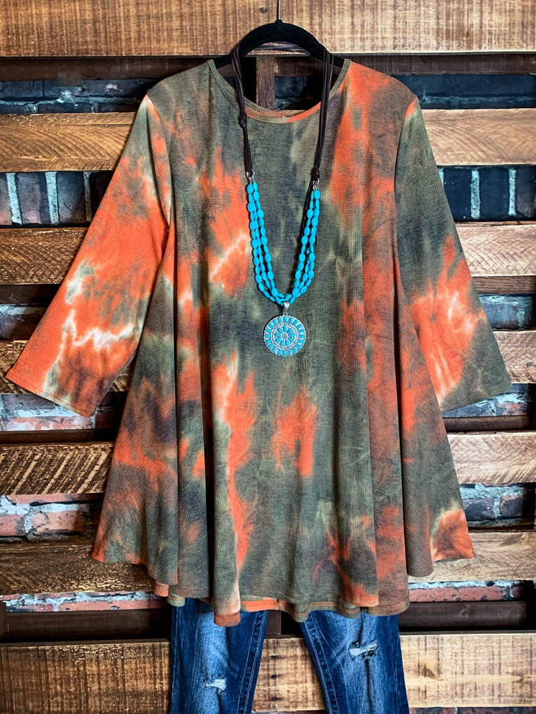 There's Always Hope Tie Dye Tunic in Olive & Rust