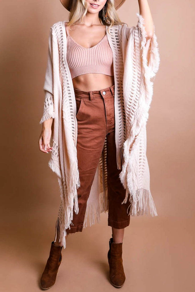ENJOY THE JOURNEY BEIGE BOHO KIMONO