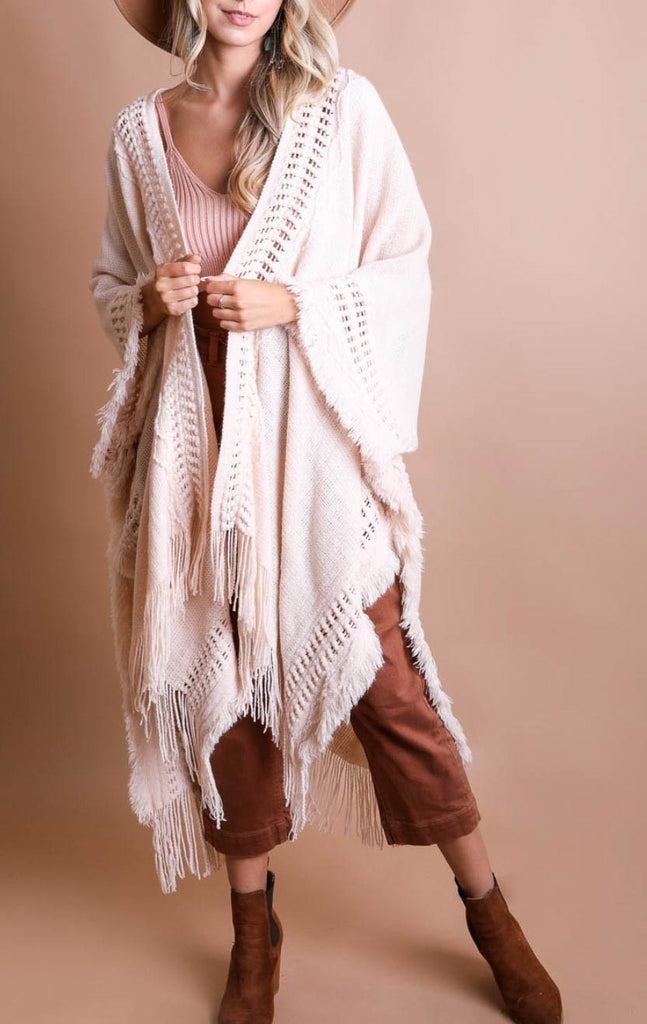 ENJOY THE JOURNEY BEIGE BOHO KIMONO