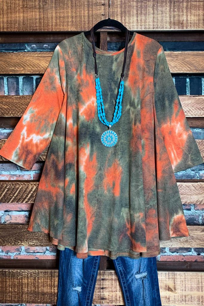 There's Always Hope Tie Dye Tunic in Olive & Rust