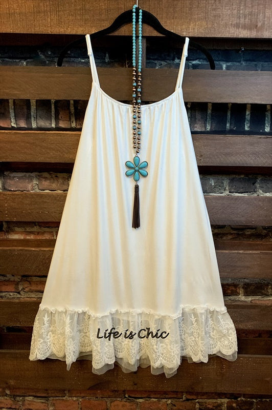 SO THIS IS LOVE LACE SLIP DRESS EXTENDER IN WHITE