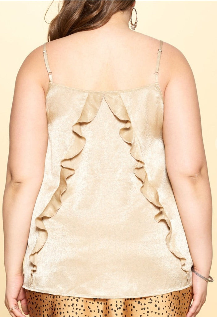 STYLE CRUSH TAUPE SATIN TOP