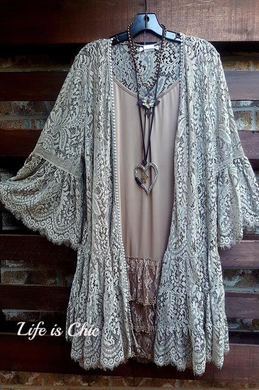 FOREVER DIVINE LACE CARDIGAN OVERSIZED IN TAUPE [product vendor] - Life is Chic Boutique