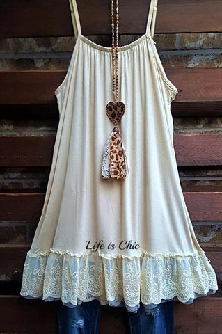 SO SWEET ROMANCE WHITE LACE SHABBY SLIP DRESS EXTENDER TOP