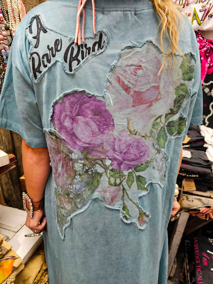 Like a Love Song Vintage-Inspired Maxi Dress 100% Cotton Blue & Floral