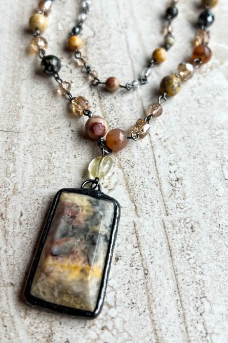 Rustic Natural Stone Bamboo Positive Energy Necklace