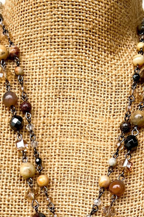 Rustic Natural Stone Bamboo Positive Energy Necklace