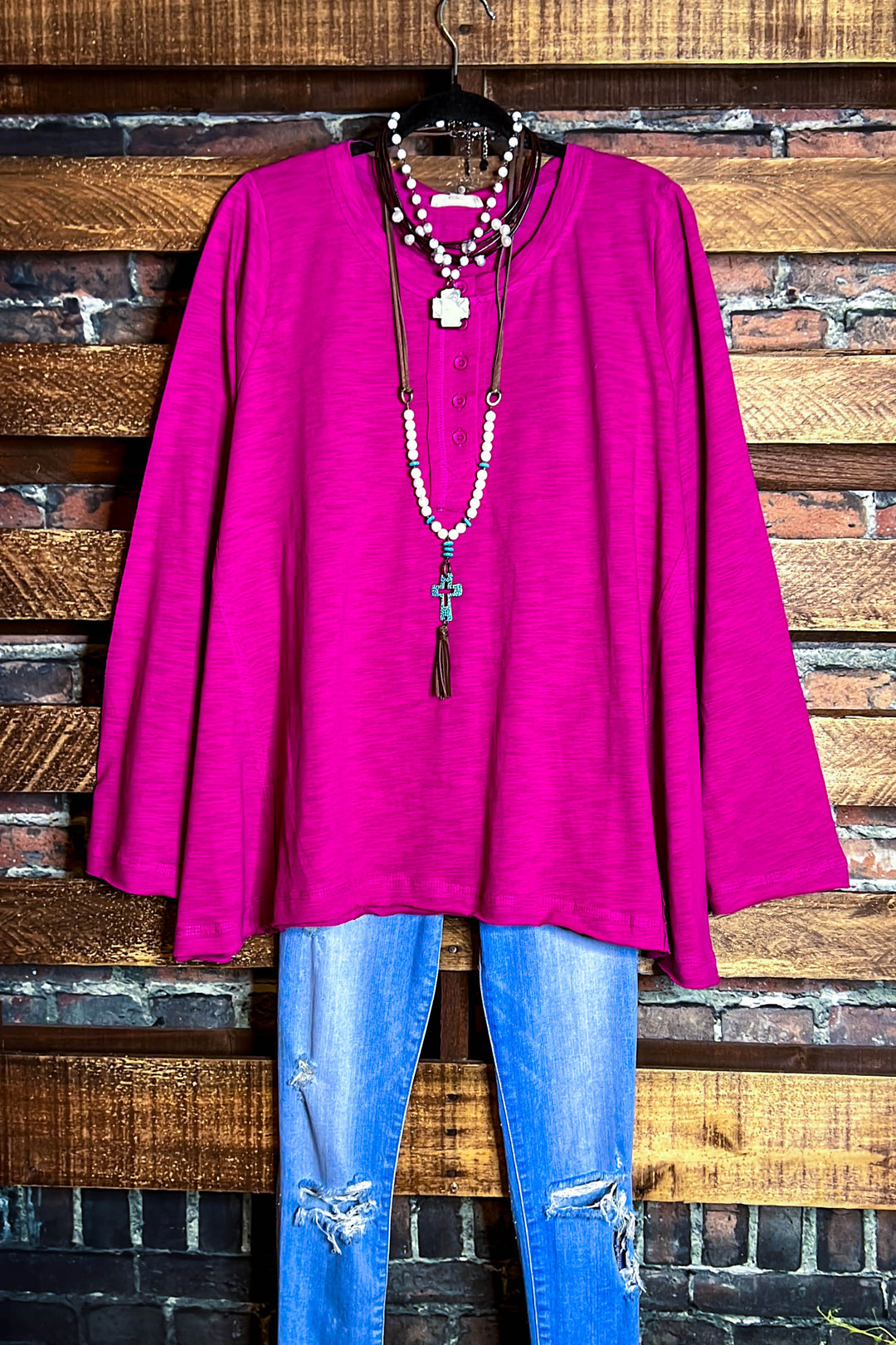 14-18 - 100% COTTON SHABBY TUNIC IN DRAGON FRUIT