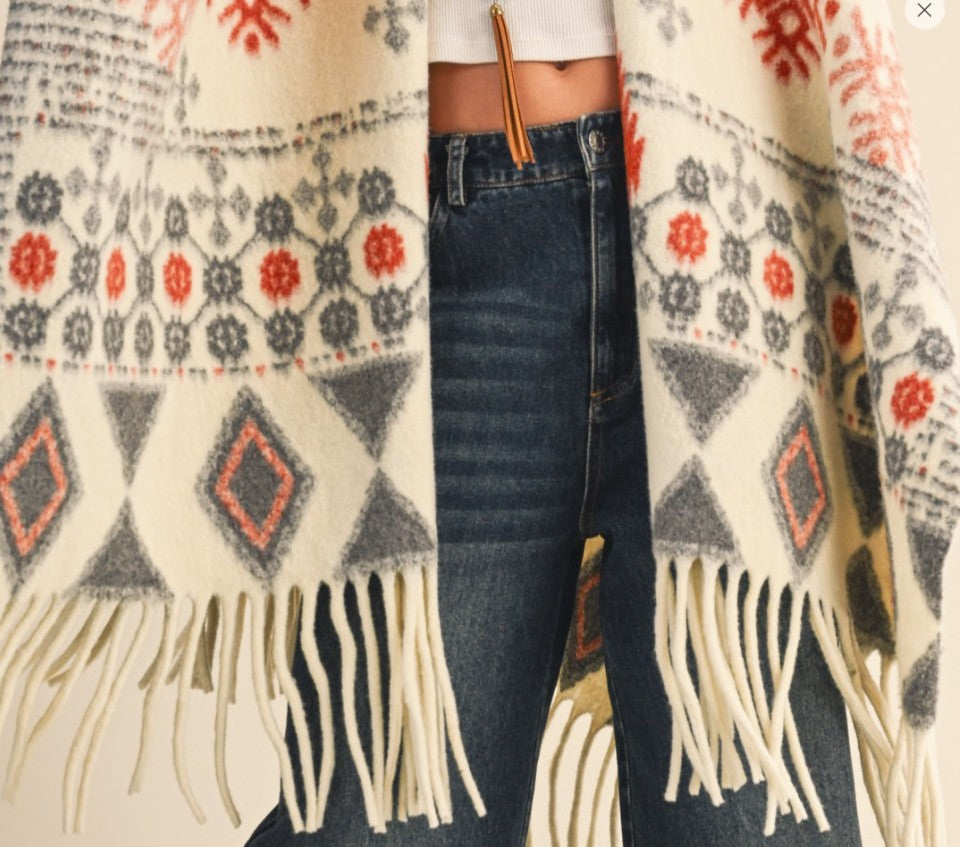 PERFECTLY COMFY AND COZY MULTI-COLOR RUANA KIMONO