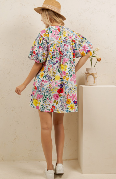 Sunny Days 100% Cotton Dress Floral Multi-Color