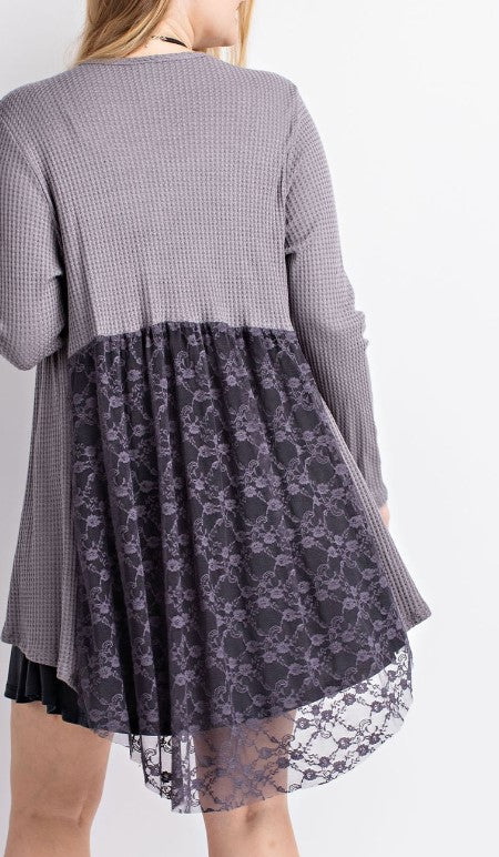 PLUS SIZE CARDIGAN LIGHTWEITHT GRAY LACE STYLISH  ---------SALE