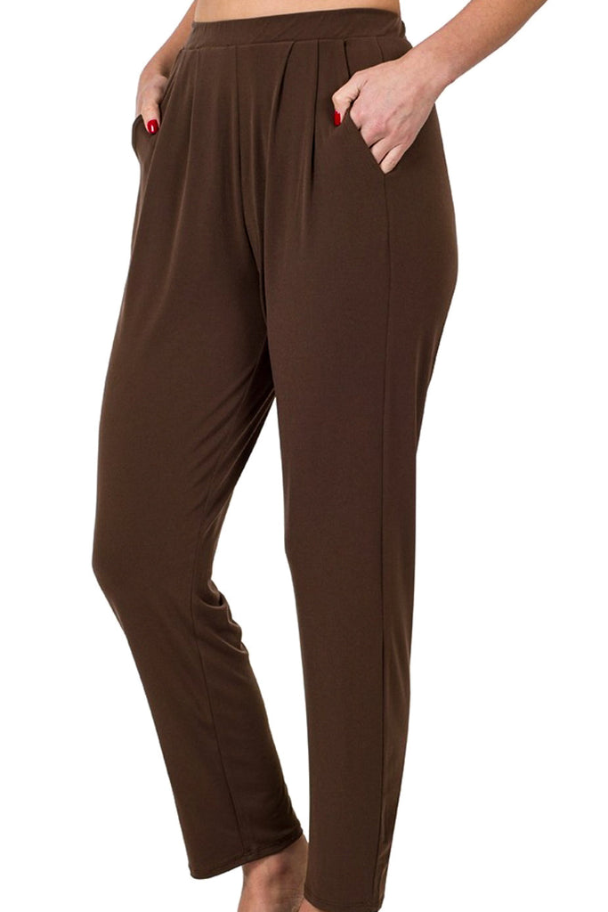 ANYTIME PERFECT CASUAL BROWN PLUS PANTS