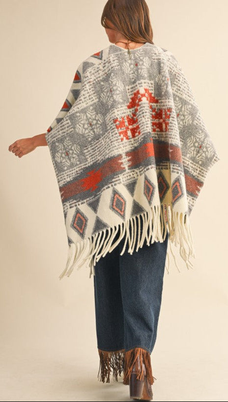 PERFECTLY COMFY AND COZY MULTI-COLOR RUANA KIMONO