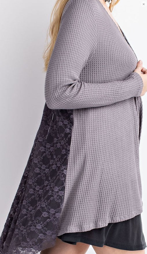 PLUS SIZE CARDIGAN LIGHTWEITHT GRAY LACE STYLISH  ---------SALE