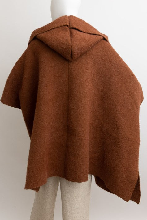 EASY LOOK COMFY COZY OVERSIZED HOODED RUANA KIMONO IN CAMEL