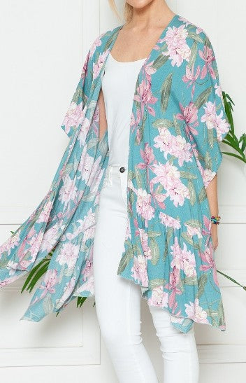 Soul Blossom Mint Kimono Floral