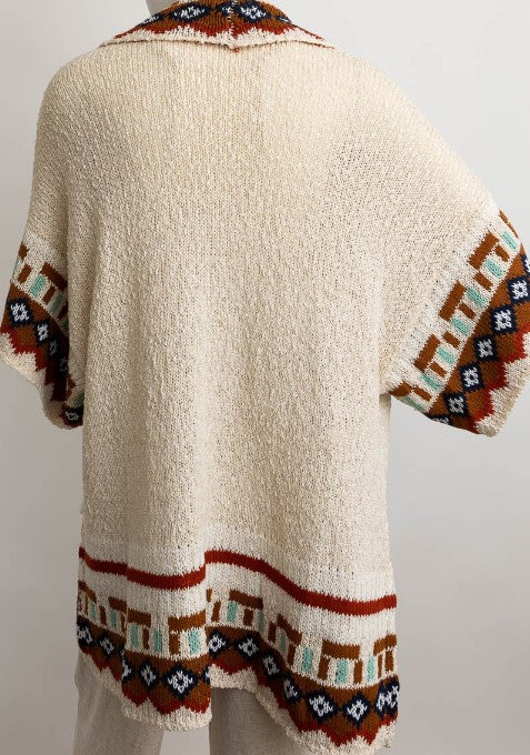 CANYON SOUL IVORY & MULTI-COLOR CARDIGAN SWEATER KIMONO