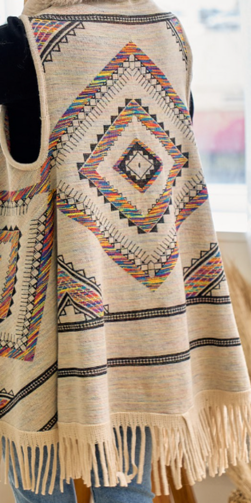 CACTUS & ARROW FLYING HIGH BOHO VEST IN TAUPE
