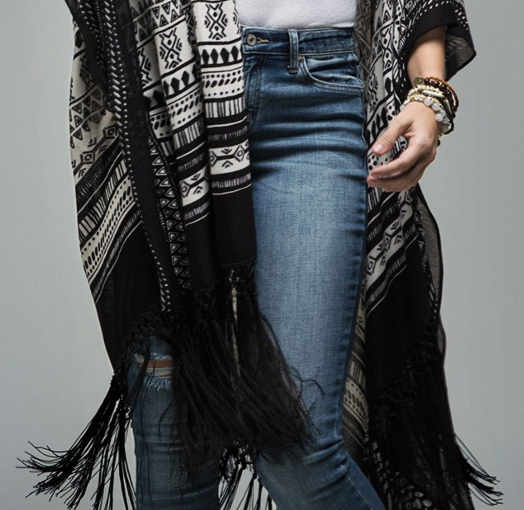 Peace And Joy Fringe Kimono