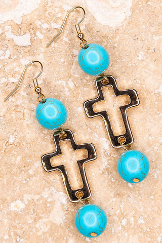 BOHO COUNTRY CROSS ON THE FLOWER NECKLACE SET