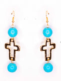 Sweet On You Natural Stone Cross Fish Earrings
