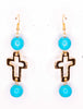 Sweet On You Natural Stone Cross Fish Earrings