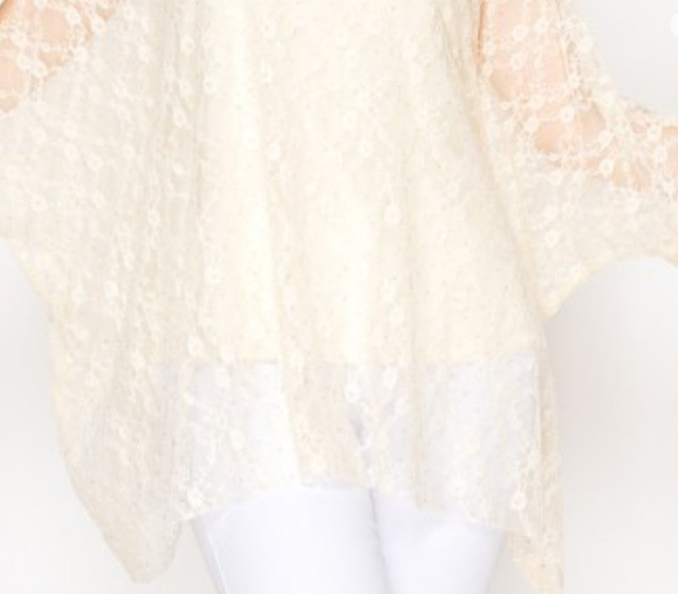 ANY EVENT STUNNING BEIGE LACE TUNIC