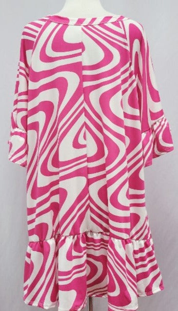 2X-4X SIZE - TOP IN PINK & WHITE -----------SALE
