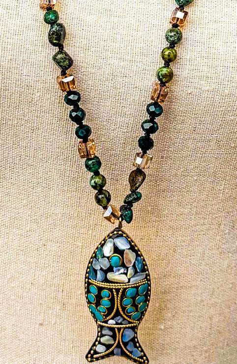 Neptune Luck Charm Natural Stone Layered Necklace