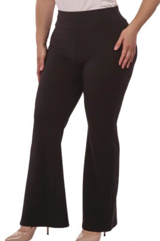 INTRODUCING OUR BRUSHED COMFY PLUS SIZE SOLID BLACK YOGA BASIC LEGGINGS