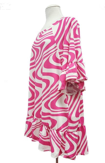 2X-4X SIZE - TOP IN PINK & WHITE -----------SALE