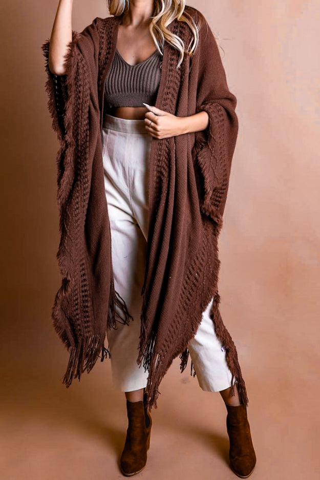 ENJOY THE JOURNEY COMFY COZY KIMONO IN BROWN