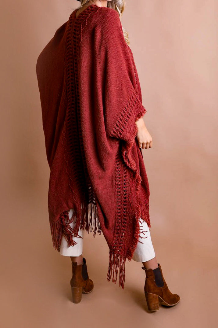ENJOY THE JOURNEY COMFY COZY KIMONO IN RUST