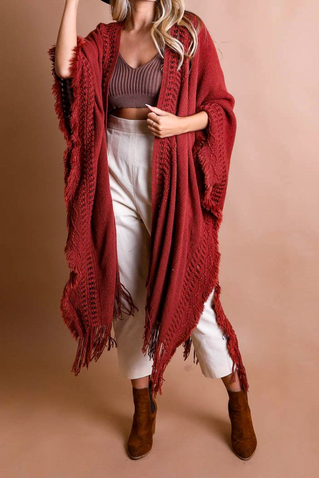 ENJOY THE JOURNEY COMFY COZY KIMONO IN RUST