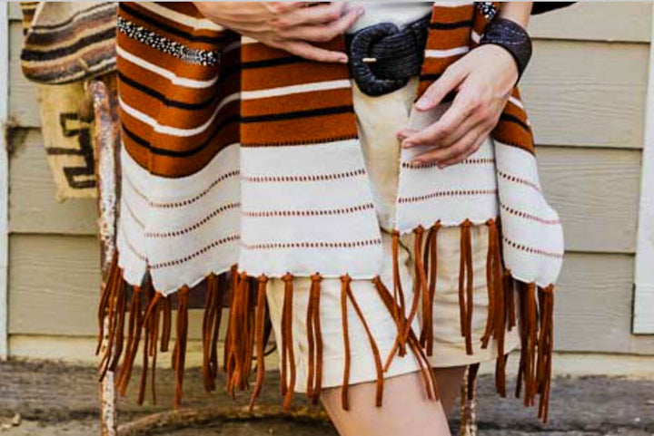 Everything You Need Luxe Cardigan Ruana Fringed In Rust Brown