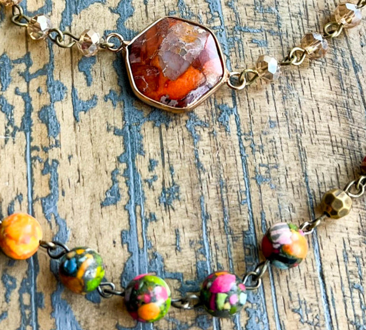 Spirit of Bliss Natural Stone Beaded Layered Necklace Multi-Color