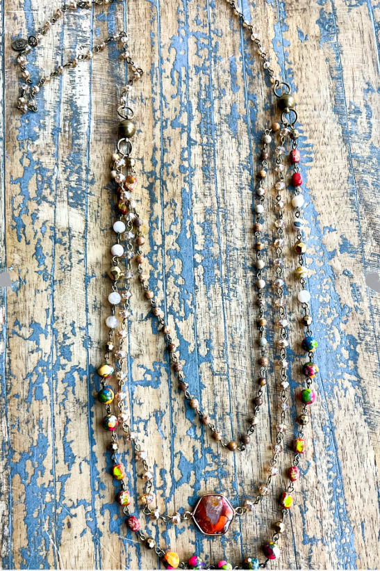 Spirit of Bliss Natural Stone Beaded Layered Necklace In Multi-Color