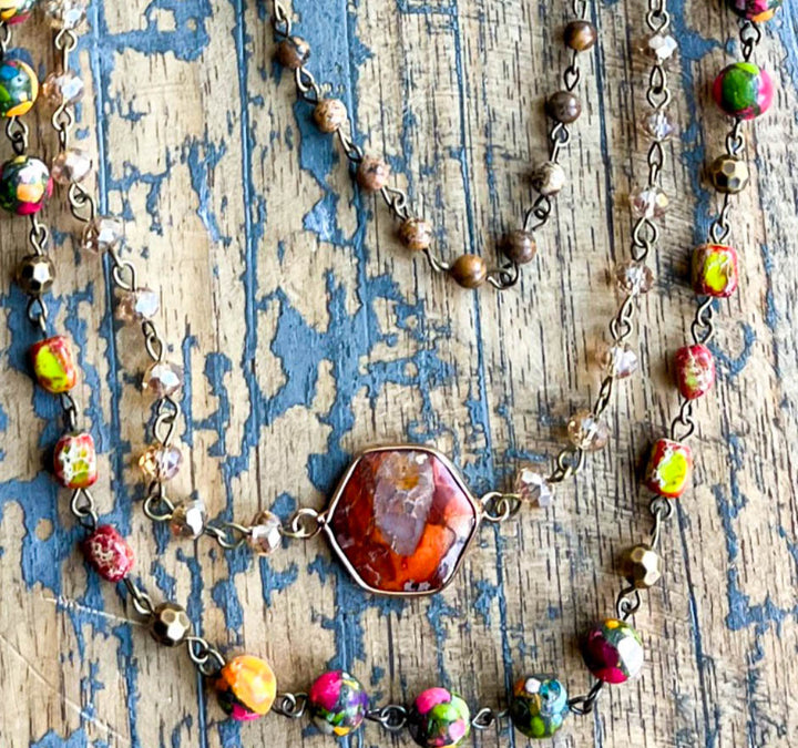 Spirit of Bliss Natural Stone Beaded Layered Necklace In Multi-Color