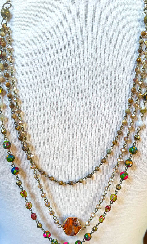 Spirit of Bliss Natural Stone Beaded Layered Necklace In Multi-Color