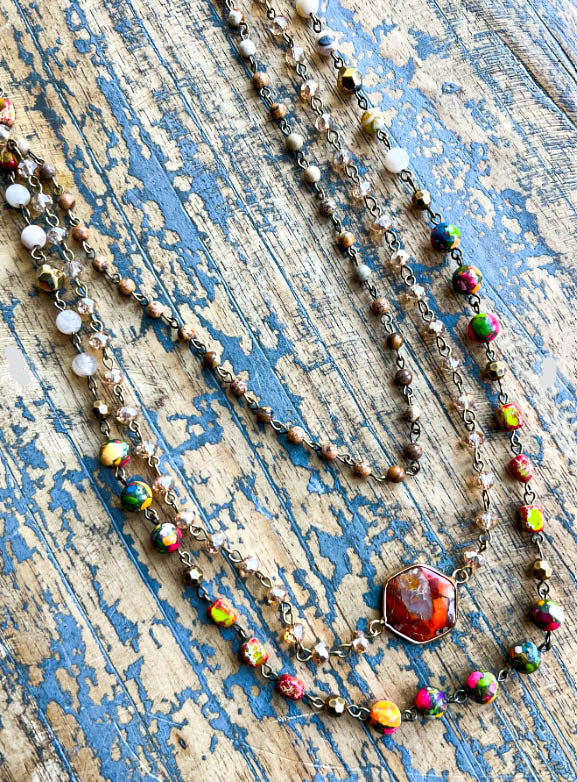 Spirit of Bliss Natural Stone Beaded Layered Necklace In Multi-Color