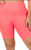 Plus Size High Rise Lycra Short in Neon Coral Pink------Sale