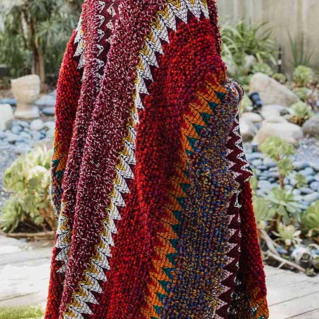 Authentic Beauty Crochet Kimono in Maroon and Multi-Color